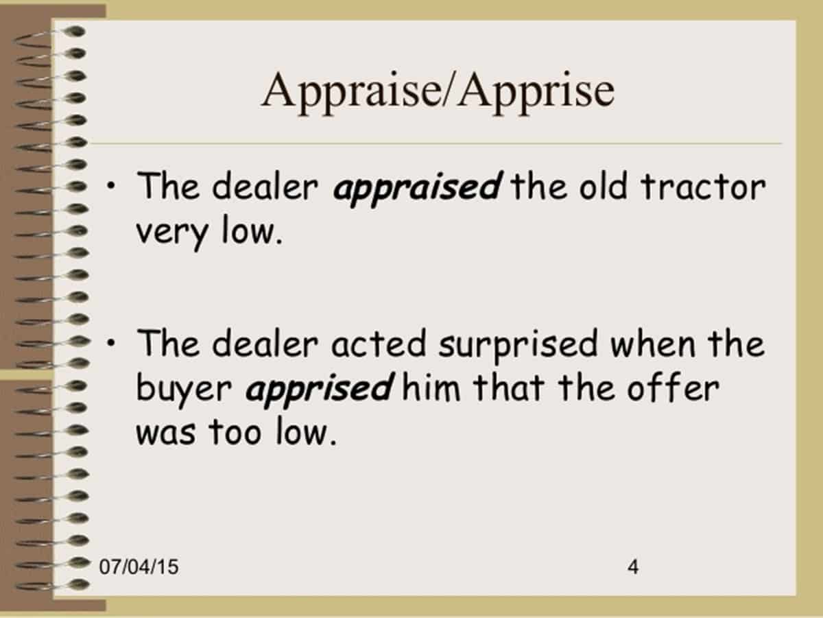تفاوت دو کلمه apprise و appraise