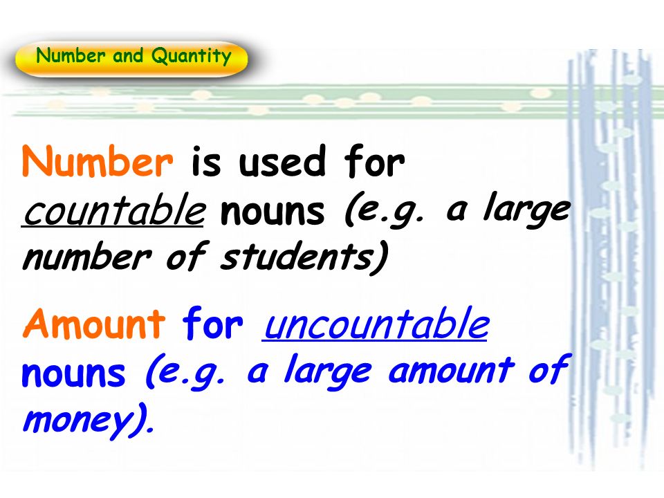 کاربرد و تفاوت amount / number / quantity